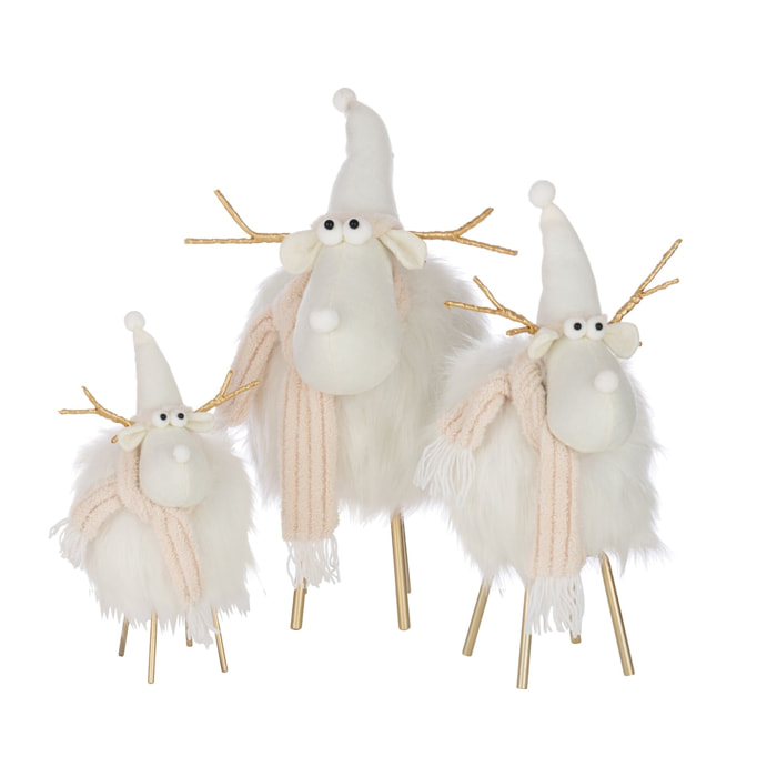 J-Line figurine Renne - polyrésine - blanc/beige - large