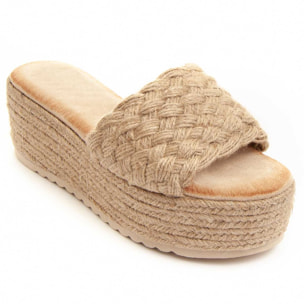 Sandalias de Cuña - Beige - Altura: 6 cm