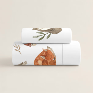 Cool Kids - Funda Nórdica Estampada - Reversible - Infantil - Cierre Solapa - 100% Algodón - Incluye 1 Funda de Almohada - Cuna/Maxicuna - Woodland