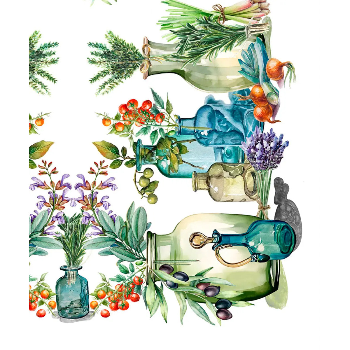 Tovaglia floreale lavabile 100% cotone HERBS
