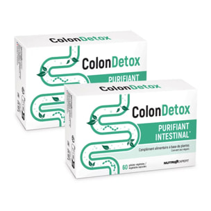 NUTRI EXPERT - Colon Detox - Complément alimentaire à base de plantes - Purifie et détoxifie le côlon - Sans ingrédients d'origine animale - Vegan - Fabriqué en France - Lot de 2 produits