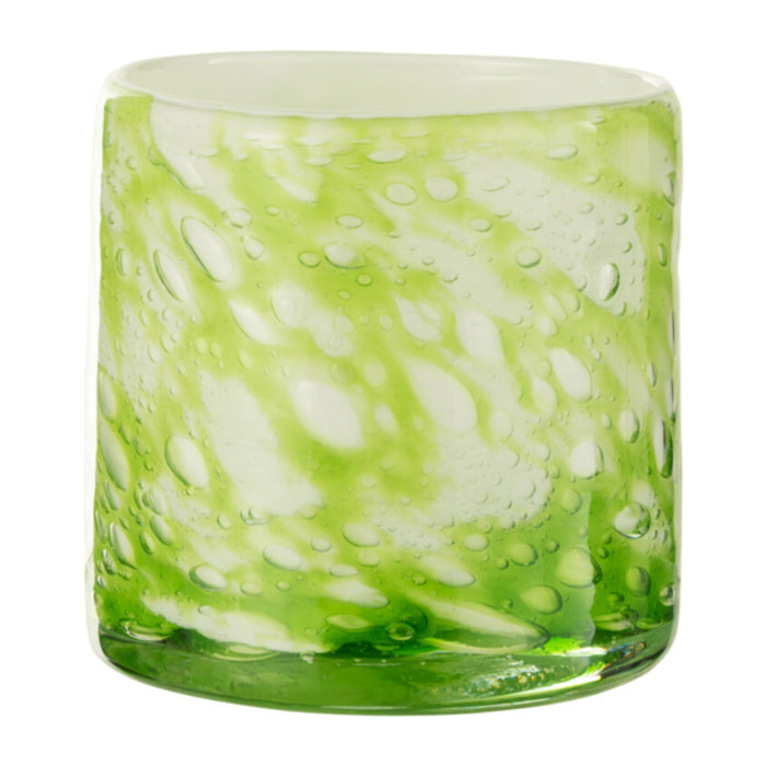 J-Line Photophore Marbre Verre Vert/Blanc Small