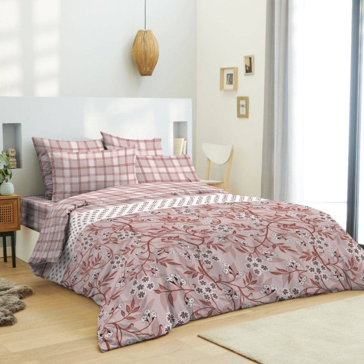 Pack complet housse de couette réversible Liberty rose