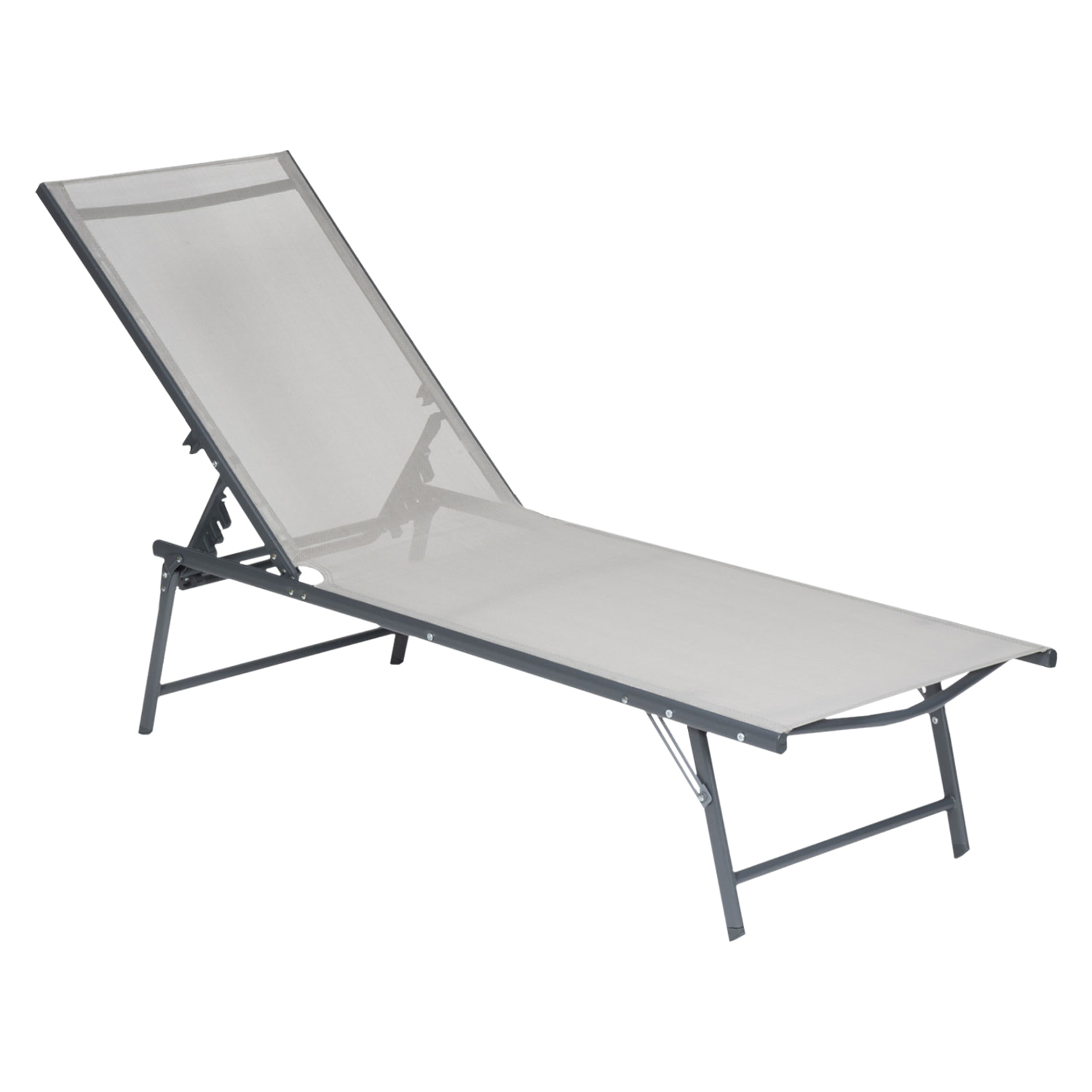Lot de 2 bains de soleil pliants SICILIA en textilène gris - structure anthracite