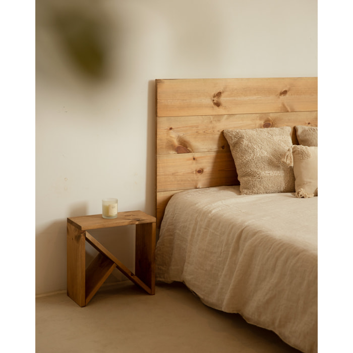 Pack tête de lit et tables en bois massif ton chêne foncé en différentes tailles