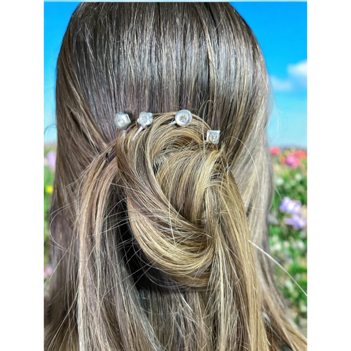 Pack 12 Horquilla surtido figuras en plata 10µ con cristales de SW cristal