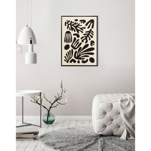 Cuadro Linen lino impresión 3D abstracto beige-negro 72x52x4 cm