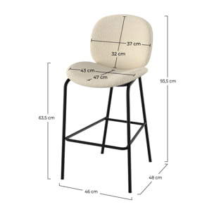 Lot de 2 chaises pour îlot central en tissu bouclé beige 63,5 cm - Iris