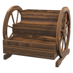 Jardinière sur pied carré potager 3 étages style rustique chic foncé