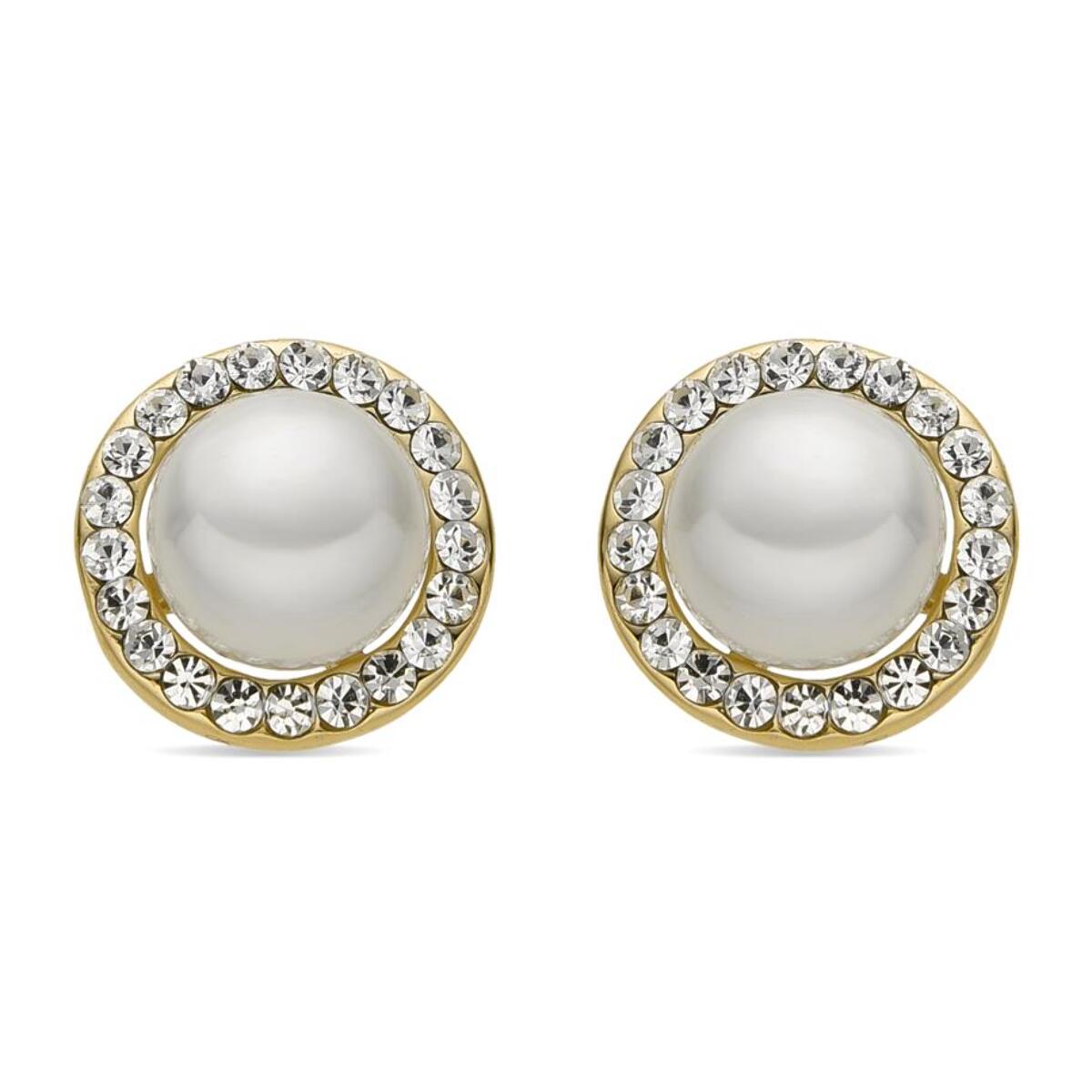 Pendientes con Perla Blanca acabado oro 18k