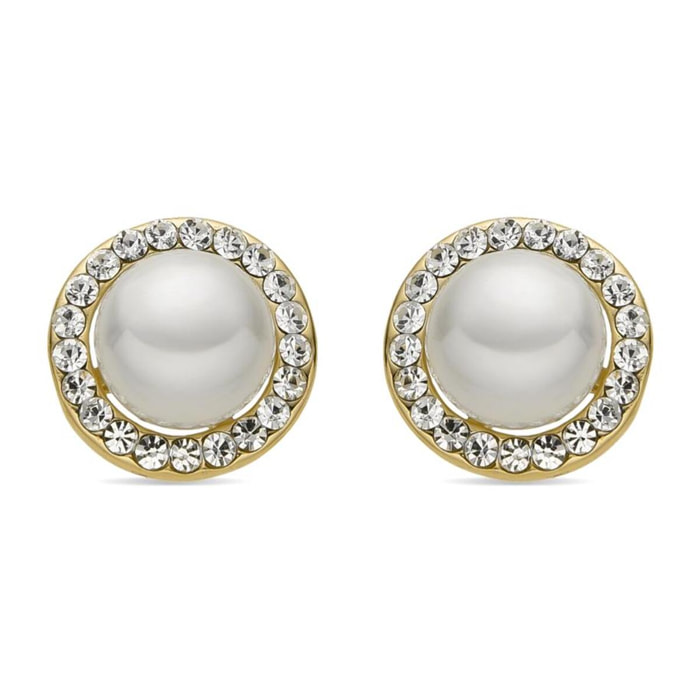 Pendientes con Perla Blanca acabado oro 18k