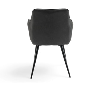 Set di 2 poltroncine LEON in similpelle antracite e gambe nere