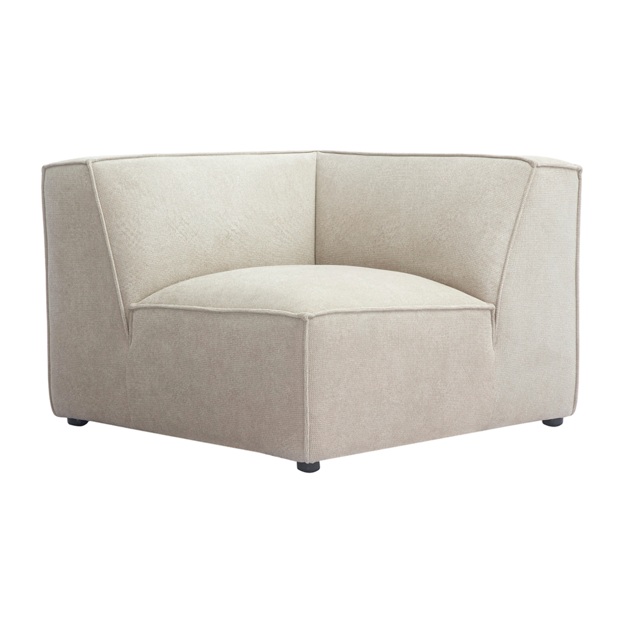 Module d'angle central pour canapé en tissu chenille beige SPLIT