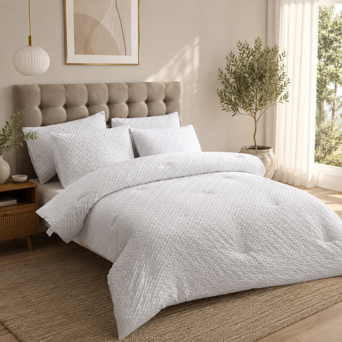 Parure housse de couette 100% microfibre jacquard motif chevrons blanc - EDA