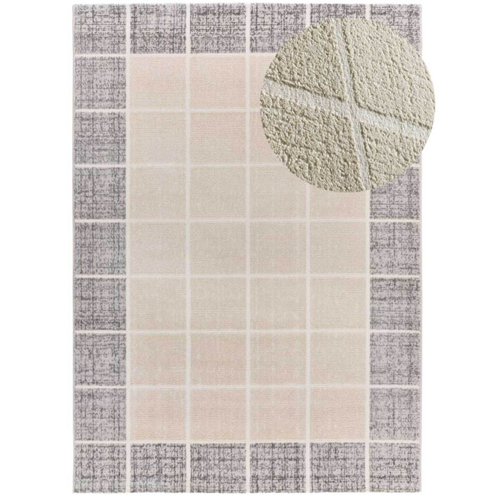 FLORA Alfombra geométrica con relieve en tonos beige y gris, varias medidas disponibles