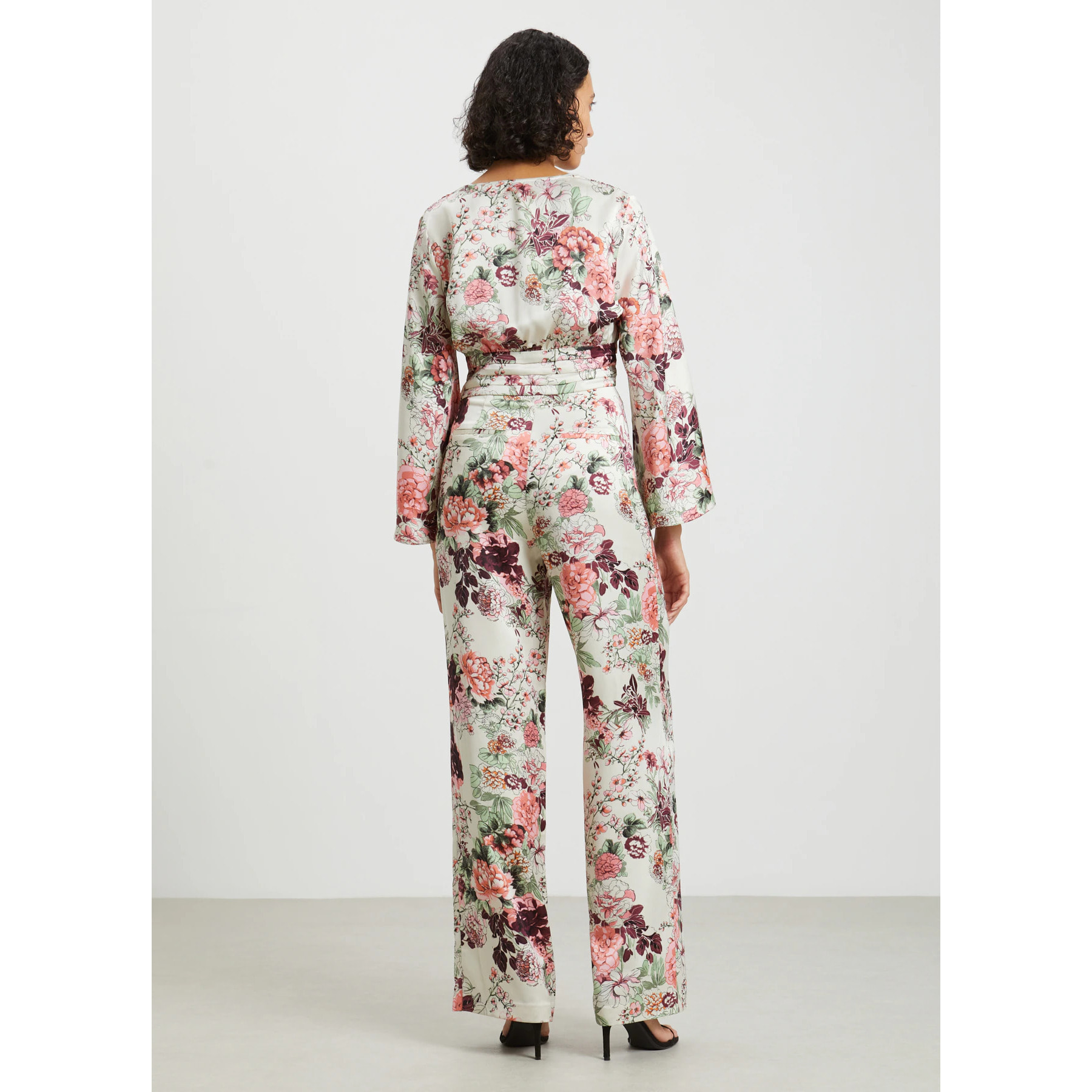 Pantalone satinato a fiori