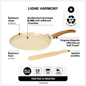 Crépière "Harmony" D26cm en aluminium forgé beige