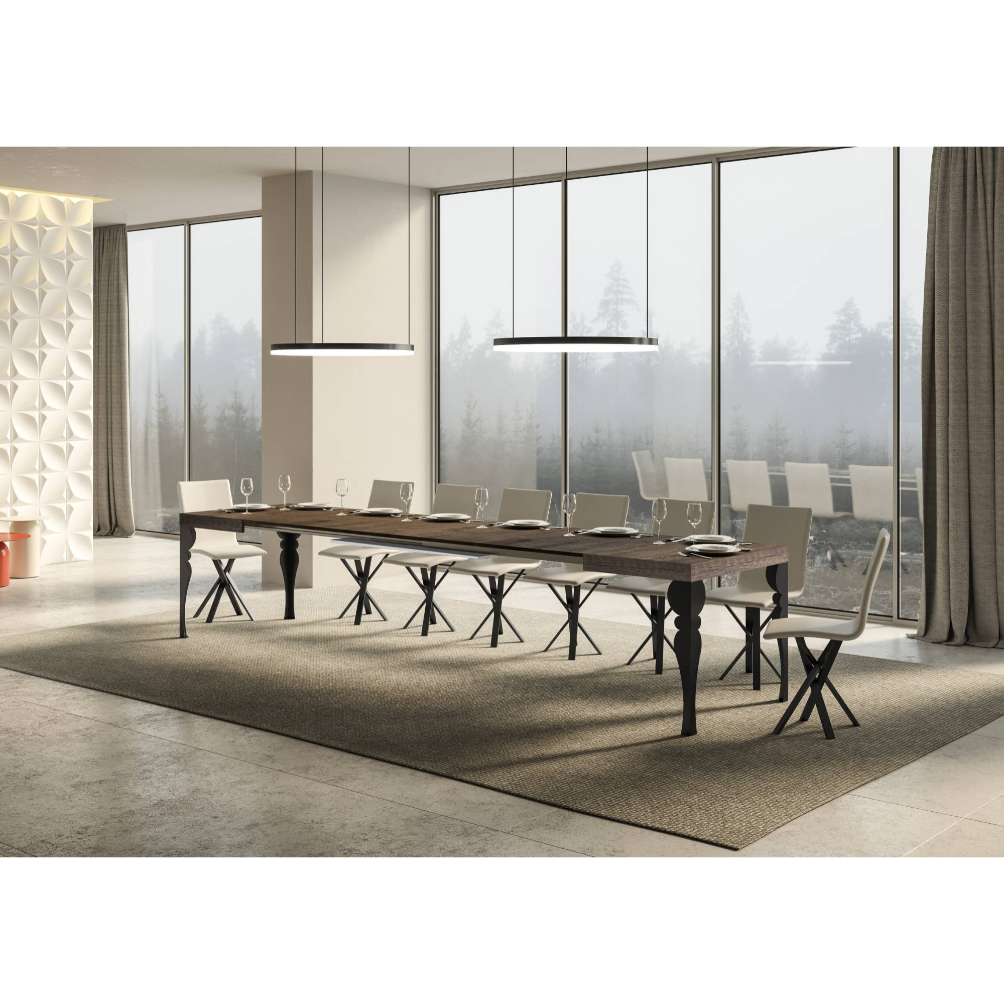 Mesa extensible 90x200/460 cm Paxon Nogal estructura Antracita