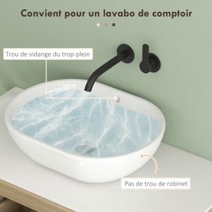 Meuble sous lavabo suspendu, meuble sous vasque, meuble salle de bain mural avec tiroirs à fermeture douce et étagères - dim. 90l x 45P x 46H cm, marron