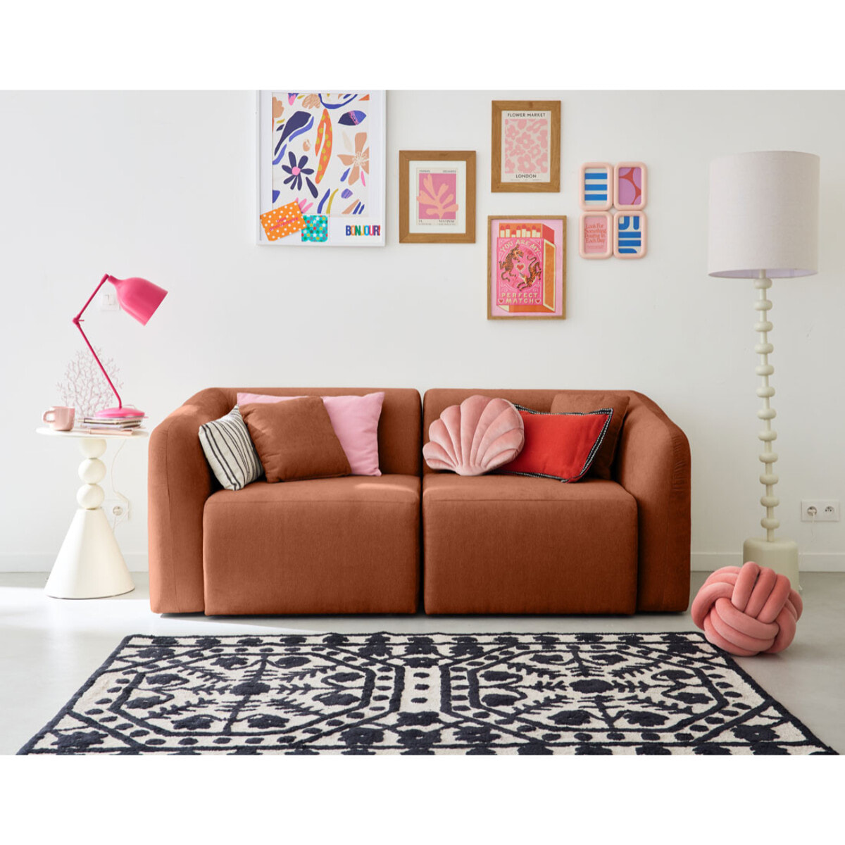 Ikare - module d'assise d'angle droit - en tissu - Terracotta