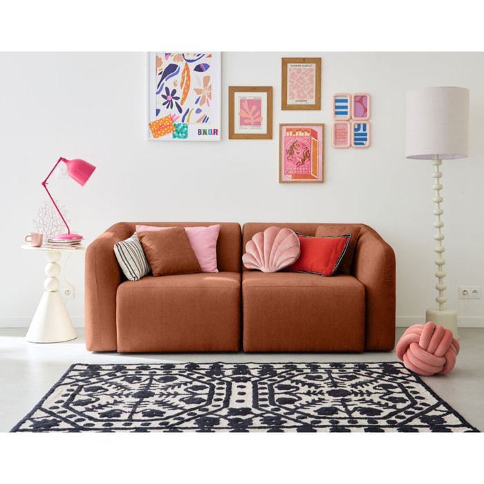 Ikare - module d'assise d'angle droit - en tissu - Terracotta