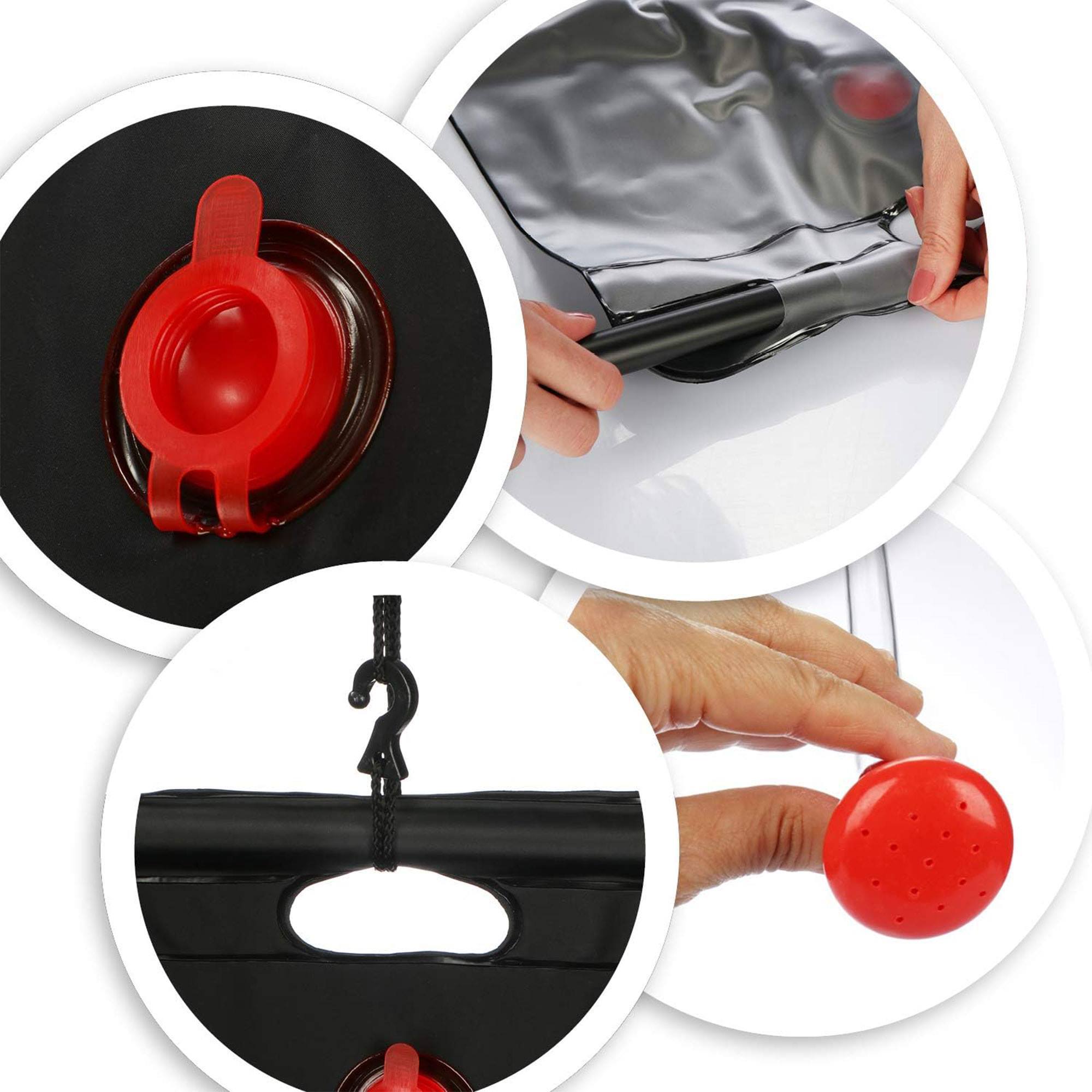 Well Home Bolsa de Ducha de Camping con Rociador de 15 Litros en color Negro