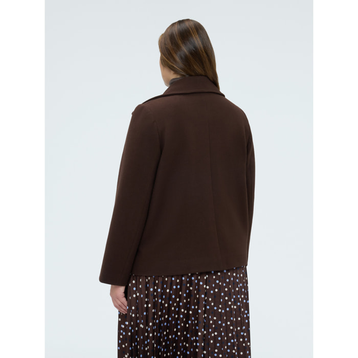 Fiorella Rubino - Giacca doppiopetto con maxi spilla - Marrone