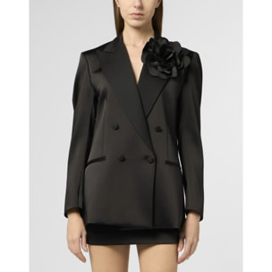 PHILIPP PLEIN Double-Breasted Satin Blazer Roses