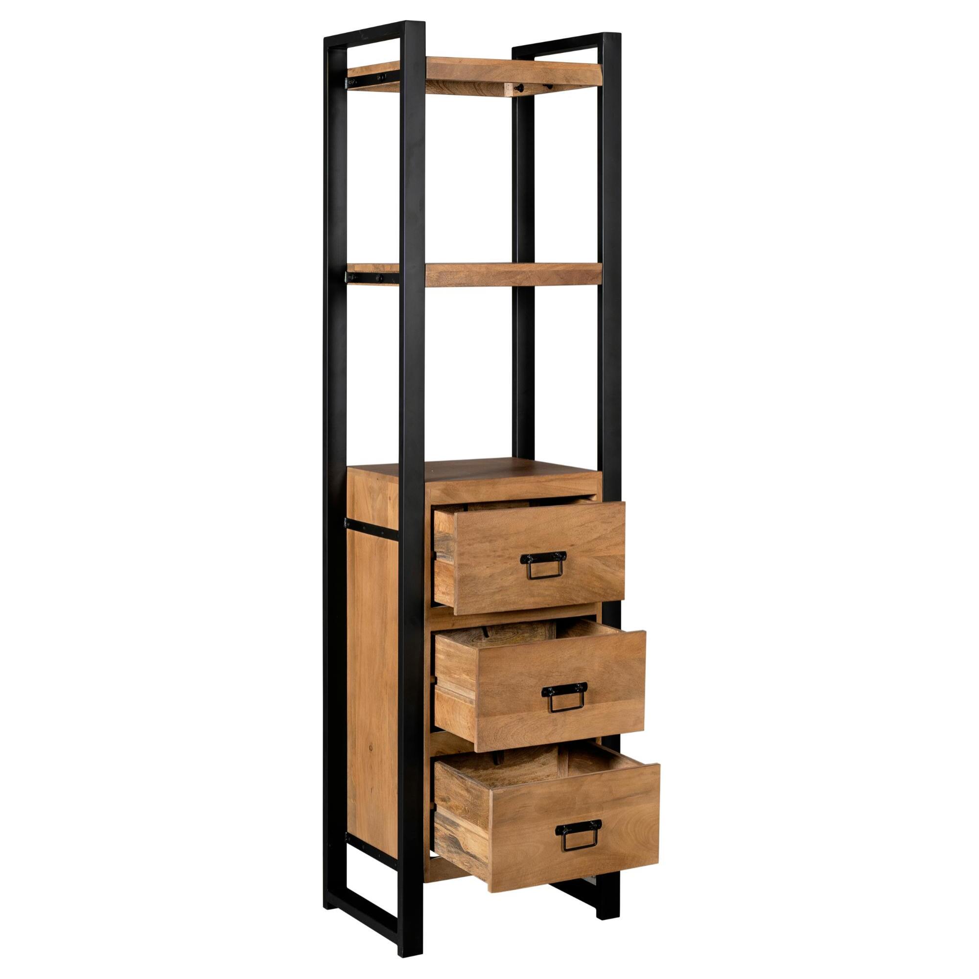 Colonne salon bois métal 3 tiroirs MILORA