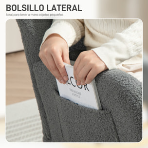 Mecedora de Borreguito Mecedora para Lactancia con Respaldo Acolchado Almohada y Base de Madera de Caucho Carga 120 kg Silla Mecedora para Salón Dormitorio Gris