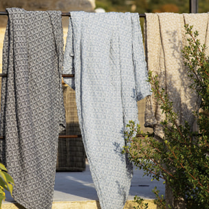 Plaid lin & coton lavé motif jacquard gris Delta gris