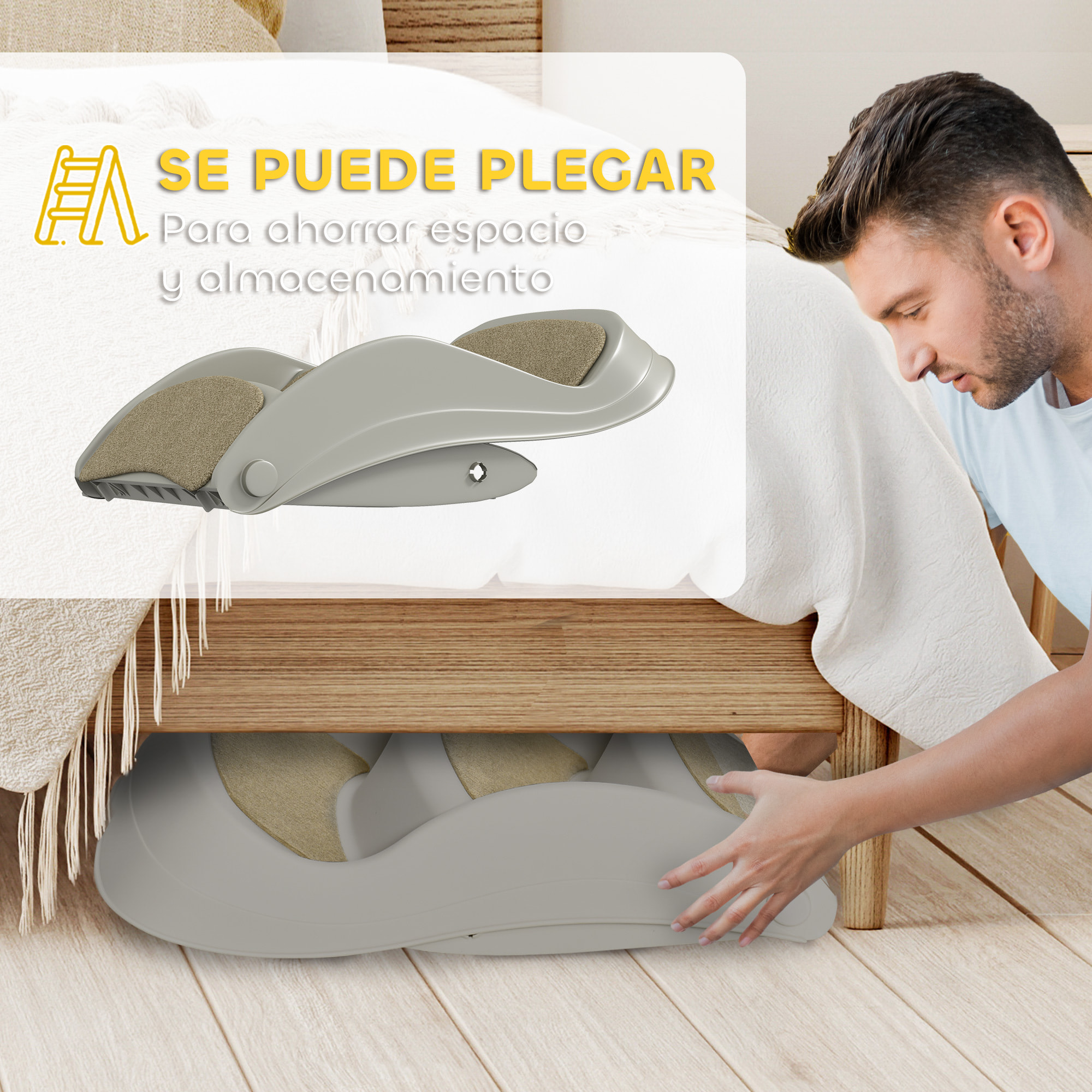 Escalera para Perros Pequeños Plegable de 3 Peldaños, Escalones para Mascotas con Alfombras Antideslizantes, Rampa para Perros para Cama, Sofá, Gris