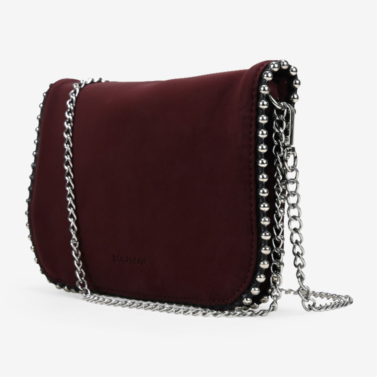 Bolso de hombro burdeos con cadena
