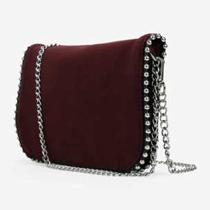 Bolso de hombro burdeos con cadena