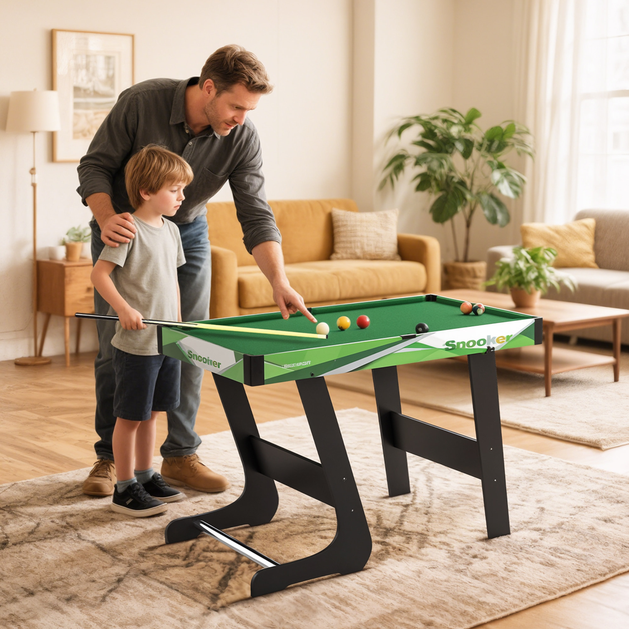 Mesa de Billar Plegable 104 cm, con Accesorios Incluye 16 Bolas, 2 Tacos, Tiza, Triángulo y Cepillo, Mesa de Billar Portátil para Niños y Adultos, Verde