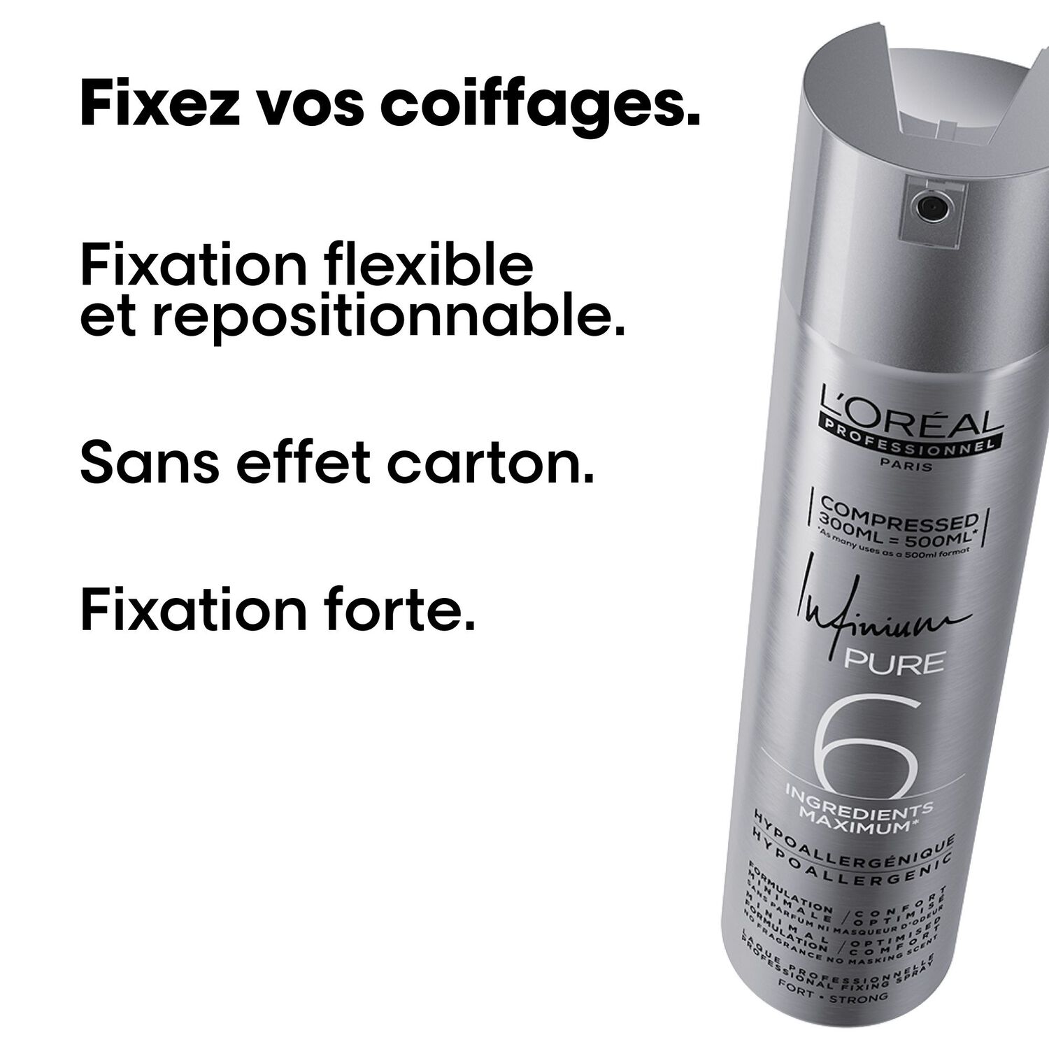 Tecni.art Infinium Pure Fort - Laque Fixation Forte Tenue Longue Durée 300 ml