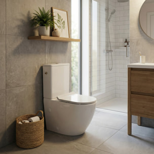 PixL WC à poser sans bride + abattant SoftClose + réservoir de chasse, alimentation latérale, blanc brillant (CEPX030RREXVP)