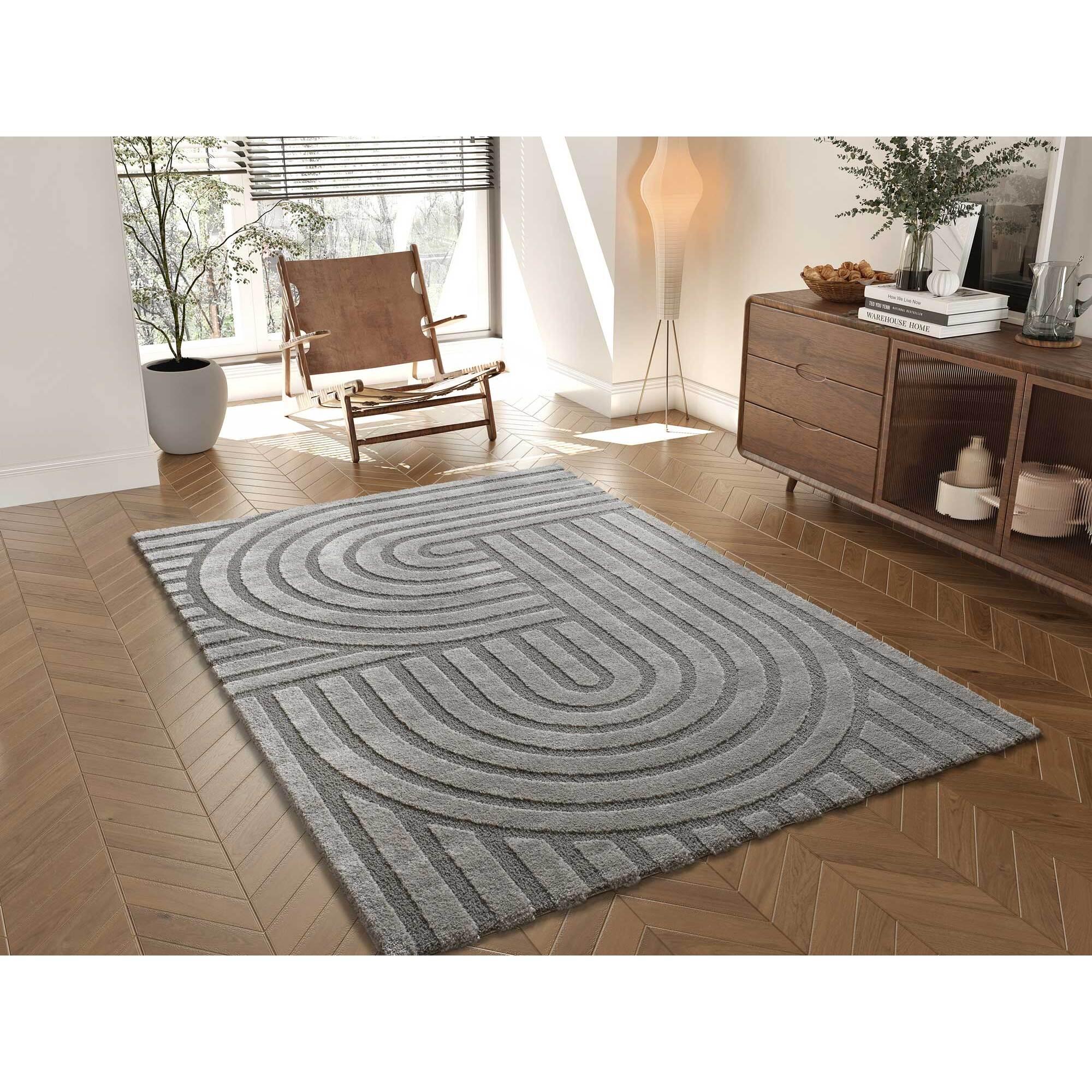 SNOWY Alfombra con relieve de estilo escandinavo en gris, varias medidas disponibles.