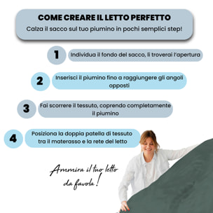 PARURE COPRIPIUMINO WATER WASHED, 100% Microfibra, No Stiro - SALVIA
