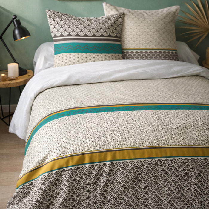 Parure housse de couette 3pcs coton 57fils - art déco