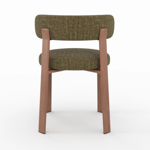 Lot de 2 chaises en tissu texturé vert kaki, pieds en métal - Aura