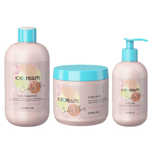 INEBRYA Kit Ice Cream Curly Plus Shampoo 300ml + Mask 500ml + Latte disciplinante 200ml