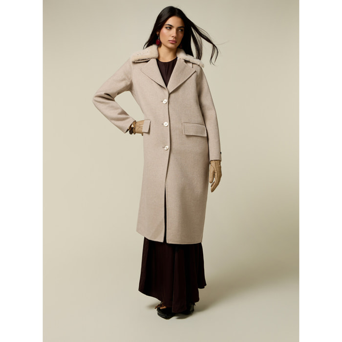 Oltre - Cappotto lungo misto lana con castoni - Beige