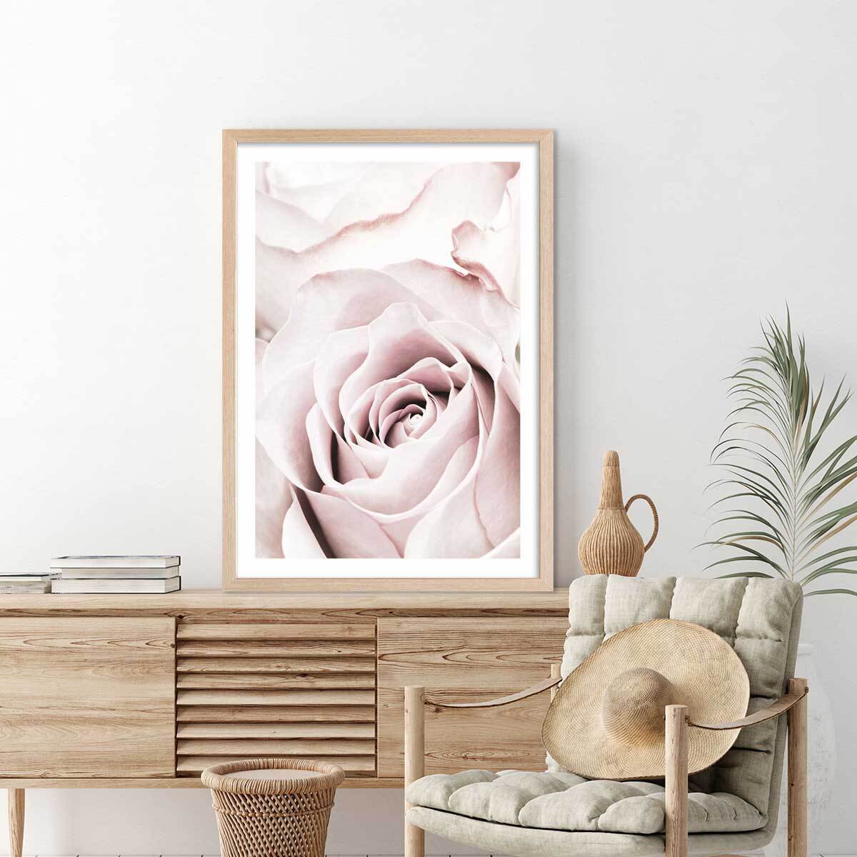 Affiche  rosa romantica Affiche + cadre en bois - Chêne