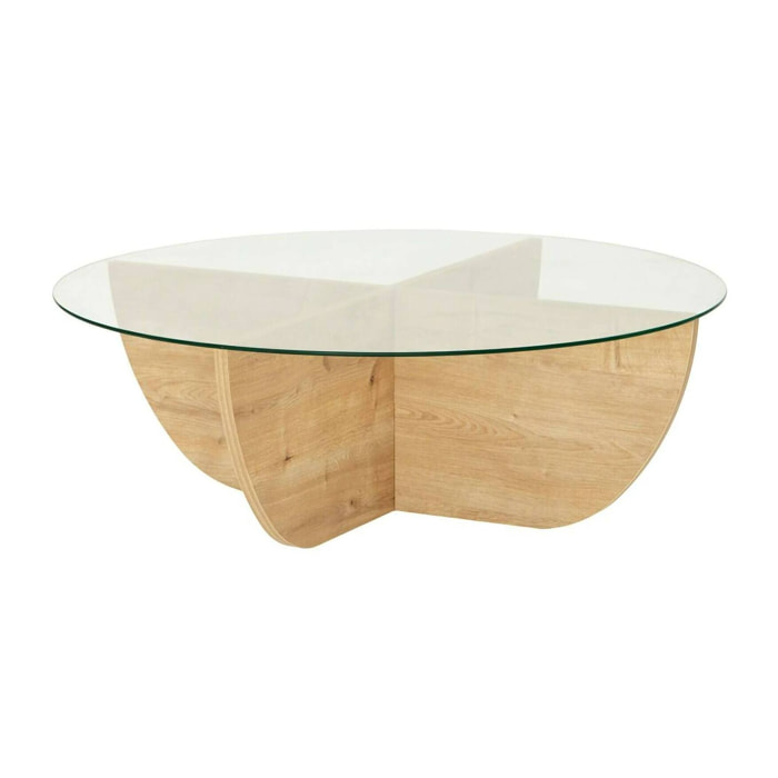 Tavolino da salotto Jolanda, Tavolo basso da caffè, Portariviste per divano, Ripiano da soggiorno, 90x90h30 cm, Rovere