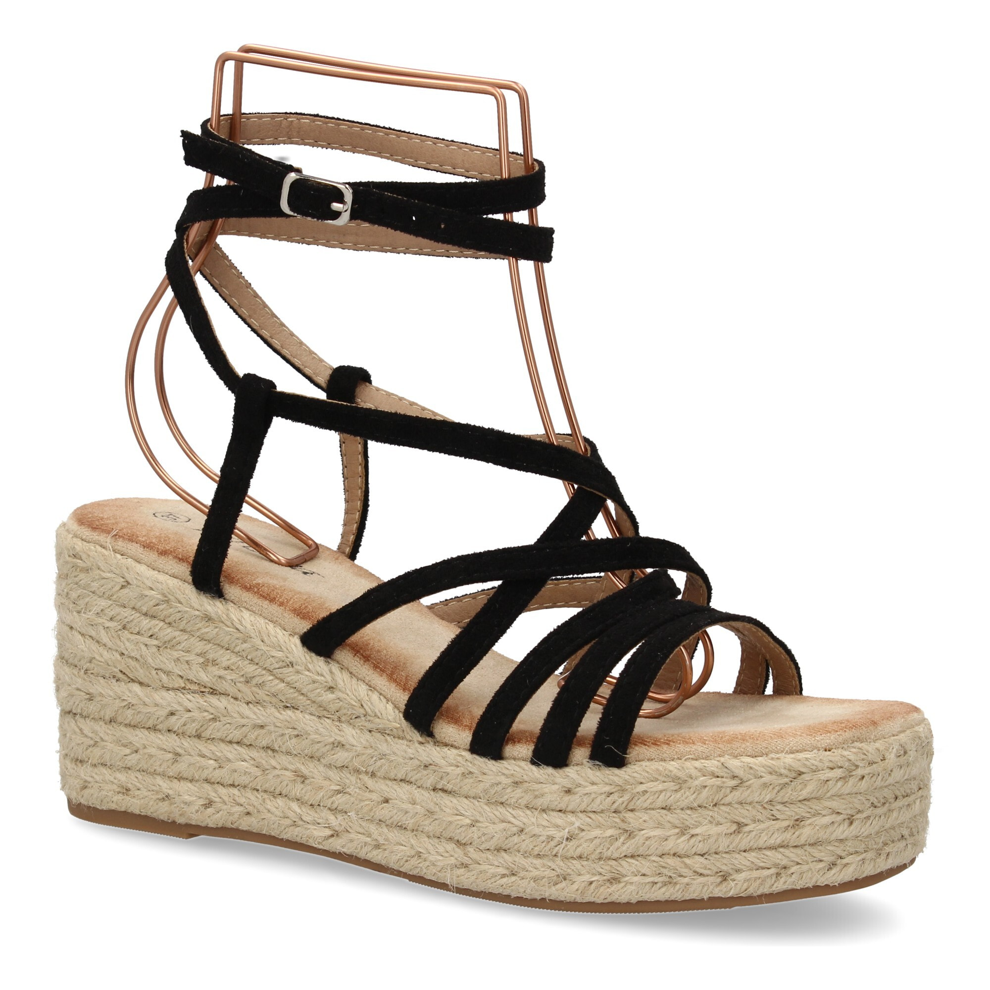 Sandalias de cuña de yute para mujer, diseño comodo y moderno con tiras cruzadas