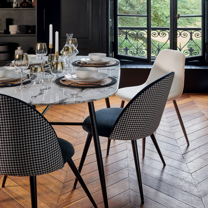 Table à manger "Roxas" blanc effet marbre L160cm