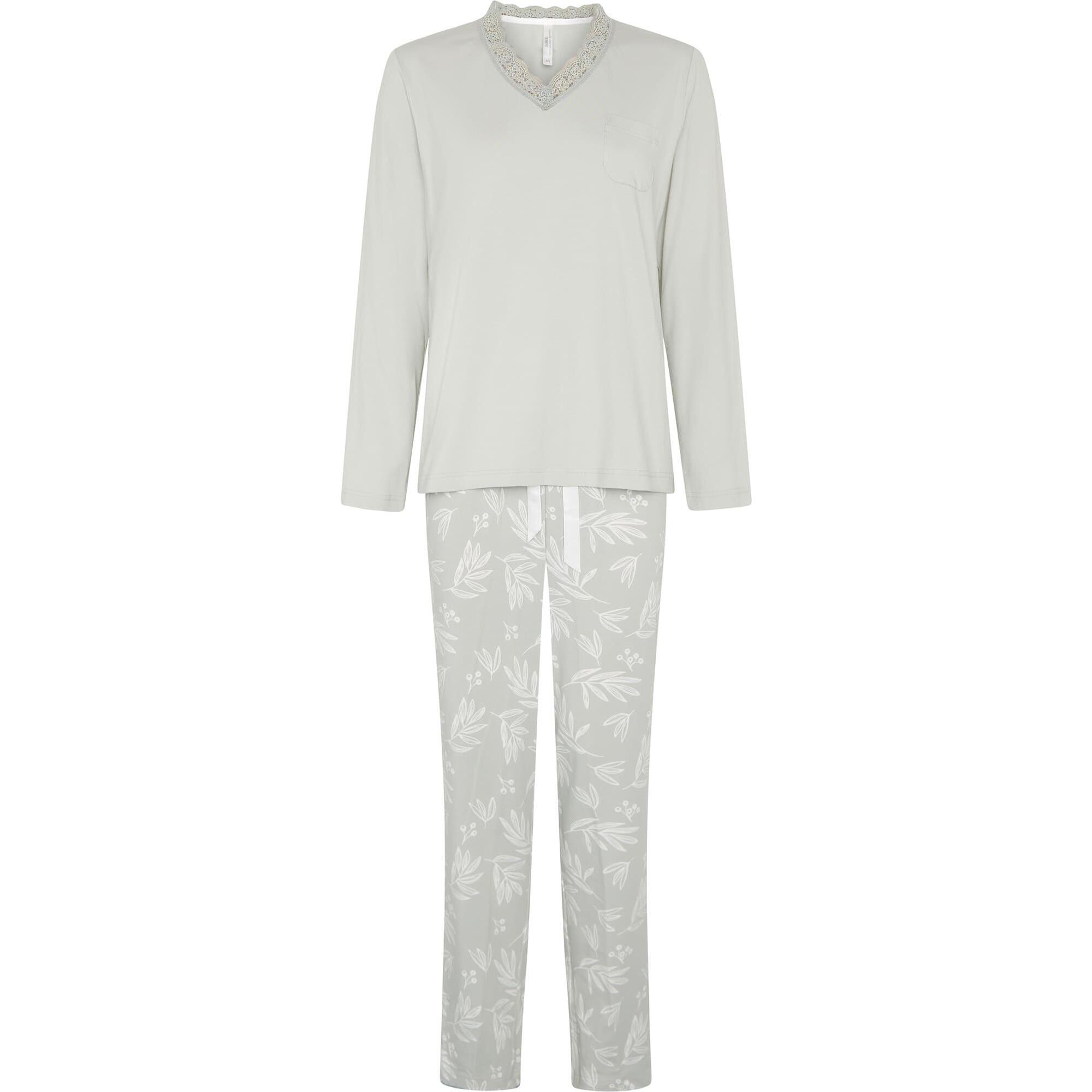Pijama mujer con hojas de pico con puntilla