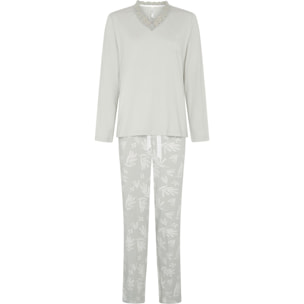 Pijama mujer con hojas de pico con puntilla
