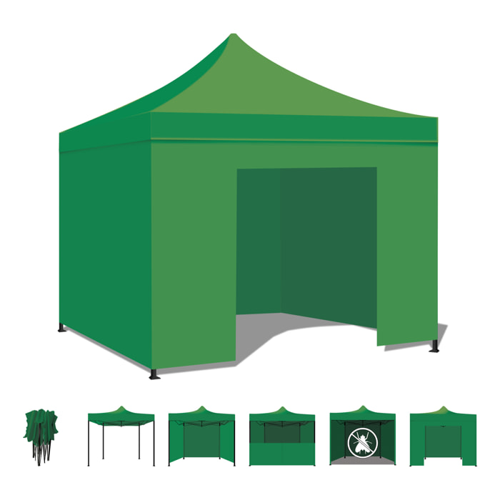 Taman Tenda / Gazebo Per Giardino 3X3 Impermeabile Tendone Pieghevole Per Fiere E Mercati Colore Verde